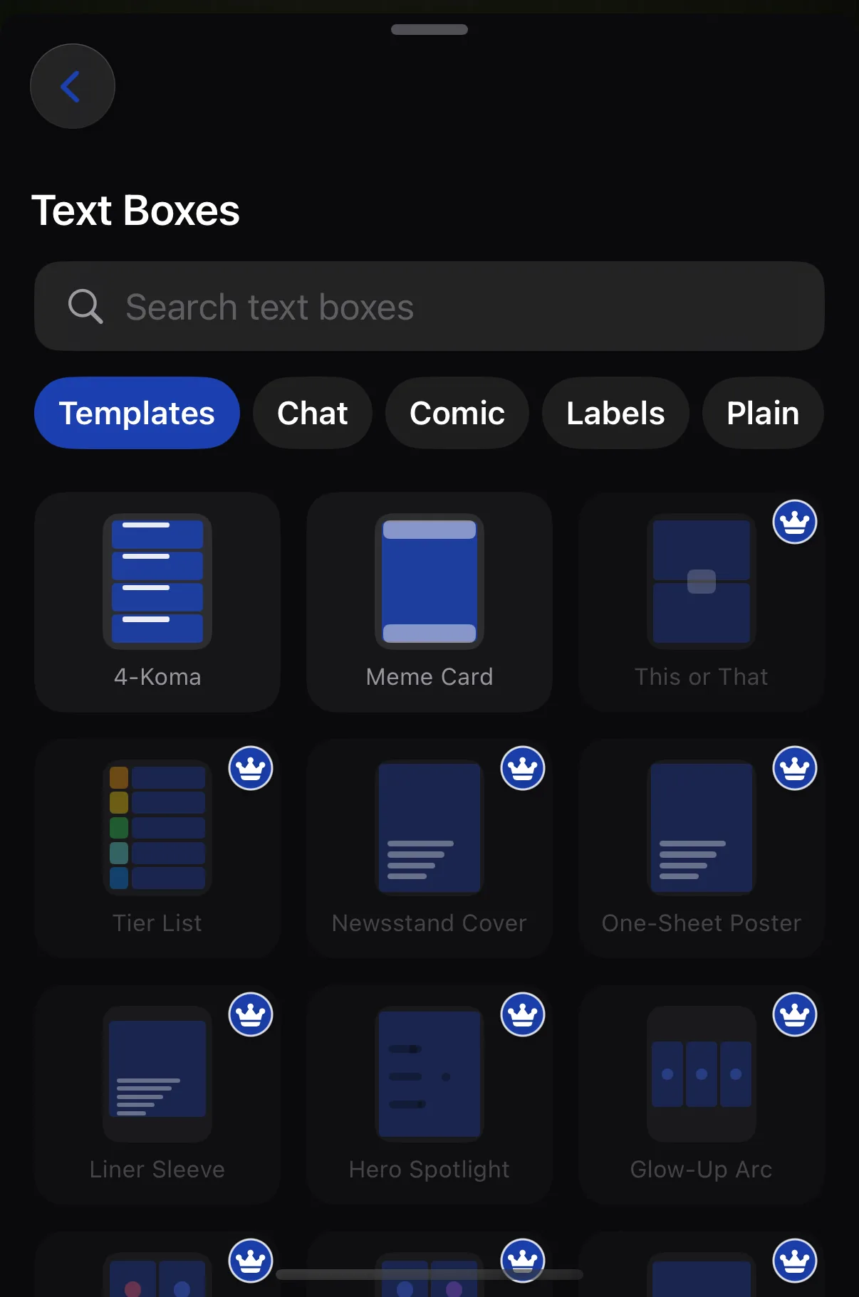 Krevez on iPhone — Text boxes & ready-made cards