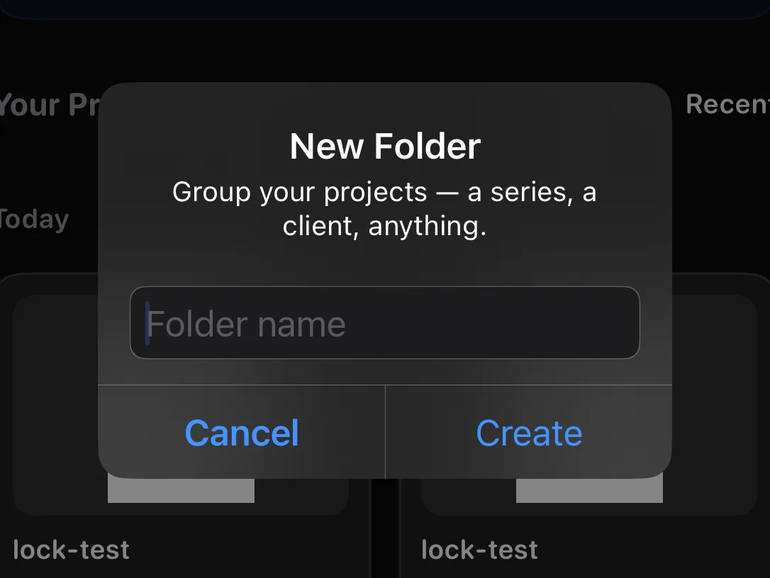 Krevez on iPhone — Sort projects into folders