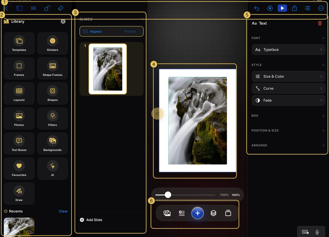 Krevez on iPad — The editor, at a glance