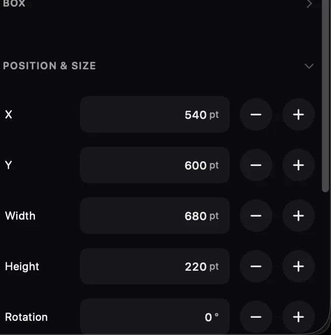 Krevez on Mac — Type exact positions and sizes